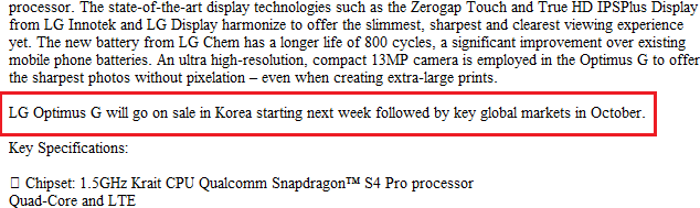 The LG Optimus G is launching in South Korea next week - LG Optimus G launches in South Korea next week and in October elsewhere