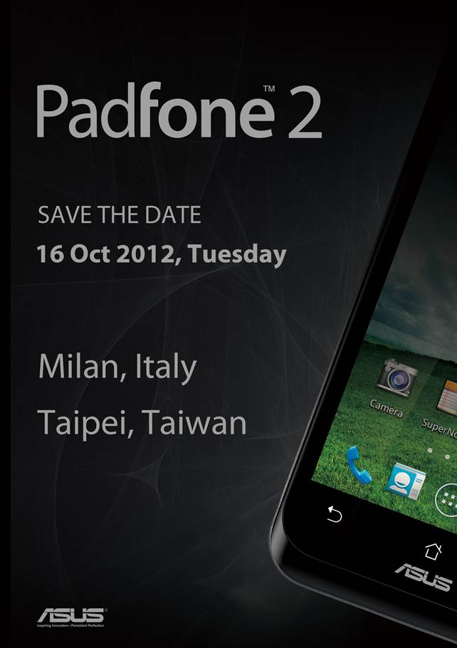 Invitation to the dual ASUS Padfone 2 event - ASUS to hold a pair of Padfone 2 events on October 16th