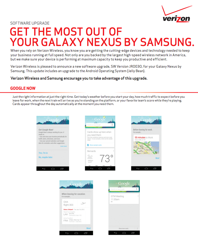 Verizon Galaxy Nexus Jelly Bean update finally rolling out