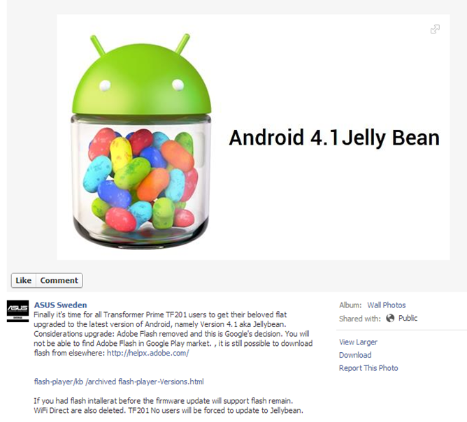ASUS starts pushing Jelly Bean to Transformer Prime tablets...in Sweden