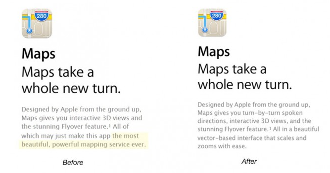 Apple Maps is no longer the most powerful mapping service according to Apple - Apple changes copy on its web site; Apple Maps is no longer "the most powerful" mapping service