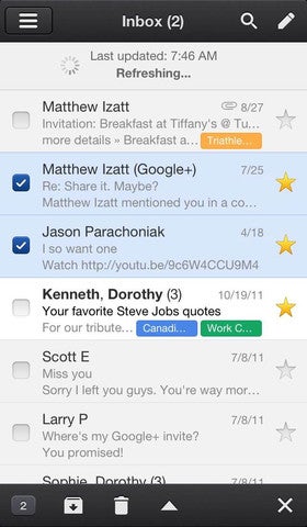 Screenshot of Gmail for iOS - Google updates Gmail for iOS to fit larger screen on Apple iPhone 5