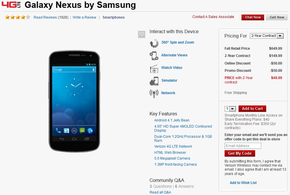 $50 will get you the Samsung Galaxy Nexus from Verizon