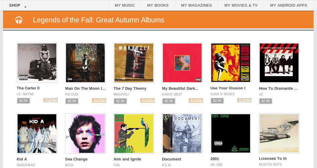 Google Play starts a $2.99 music sale with some killer albums
