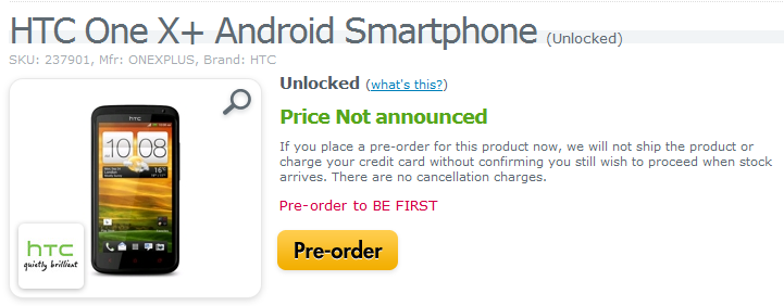 Pre-order a SIM-free HTC One X+ in the U.S. - Unlocked HTC One X+ available for pre-order in the U.S.