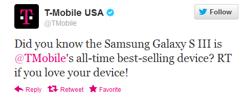 The Samsung Galaxy S III is the all-time best-seller for the carrier - T-Mobile&#039;s all-time number one seller is the Samsung Galaxy S III