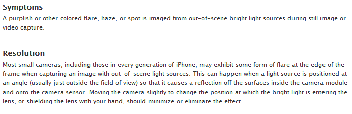 Apple officially acknowledges the purple tint problem with the camera on the Apple iPhone 5 - Apple issues support document related to "purple halo" on Apple iPhone 5 pictures