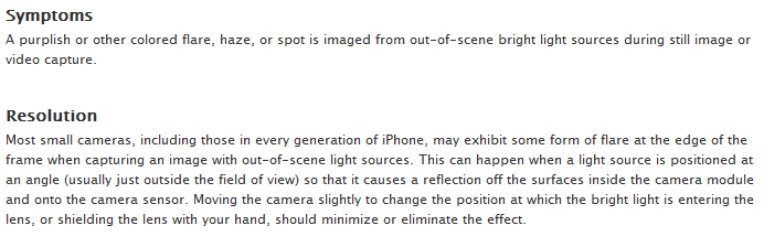 Apple officially acknowledges the purple tint problem with the camera on the Apple iPhone 5 - Apple issues support document related to &quot;purple halo&quot; on Apple iPhone 5 pictures