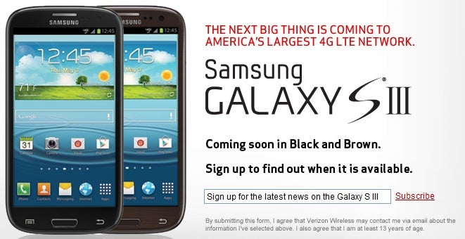 Verizon to get the Samsung Galaxy S III in Black & Brown