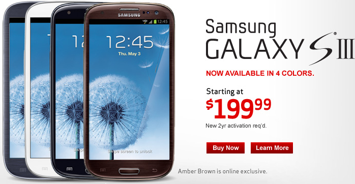 Black &amp; Brown Samsung Galaxy S III now available through Verizon