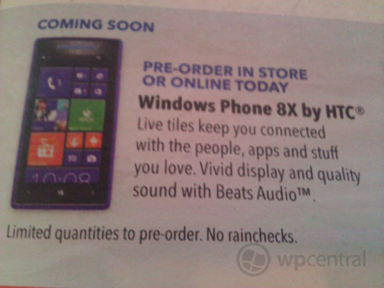 Leaked ad shows Best Buy accepting pre-orders for the HTC 8X - Best Buy to take HTC Windows Phone 8X pre-orders starting October 21st?