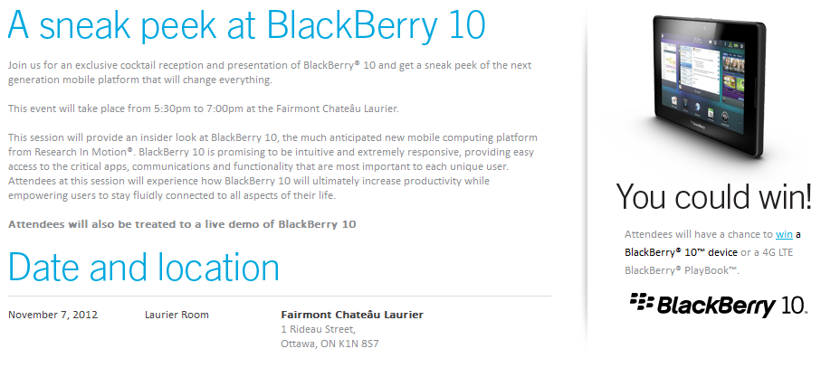 BlackBerry 10 will be displayed to Canda's politicos on November 7th - RIM: BlackBerry 10 will change everything