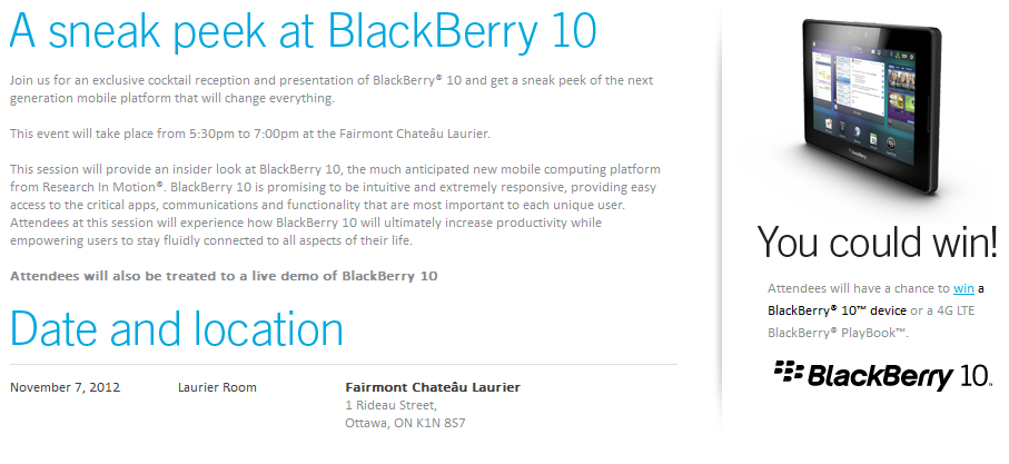 BlackBerry 10 will be displayed to Canda&#039;s politicos on November 7th - RIM: BlackBerry 10 will change everything