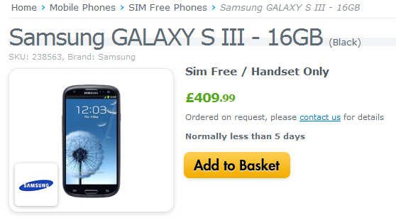 The Samsung Galaxy S III will be available unlocked and in black on Wednesday - Retailer Expansys says unlocked black Samsung Galaxy S III to be available October 24th