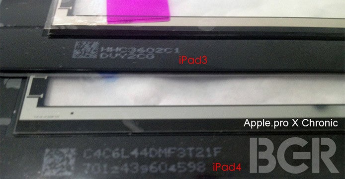 Optical Bonding will make the Apple iPad 4 screen thinner - Alleged image of Apple iPad 4 screen shows a bigger hole for FaceTime camera