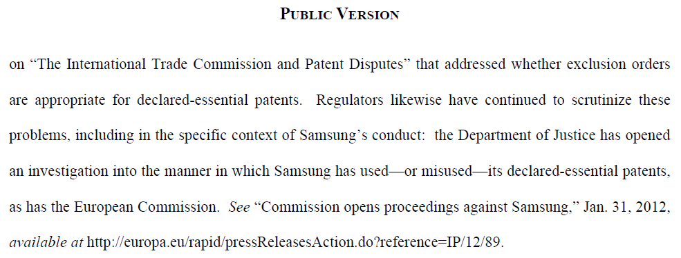 Apple's statement says the DOJ is after Samsung - Apple's filing reveals DOJ investigation of Samsung's use of its FRAND patents