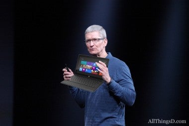 Apple CEO Tim Cook calls the Microsoft Surface confusing - Cook off: Apple CEO insults the Microsoft Surface tablet calling it &quot;confusing&quot; and &quot;comprimised&quot;