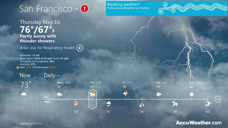AccuWeather makes a debut on Windows RT/8, feeds your weather information hunger