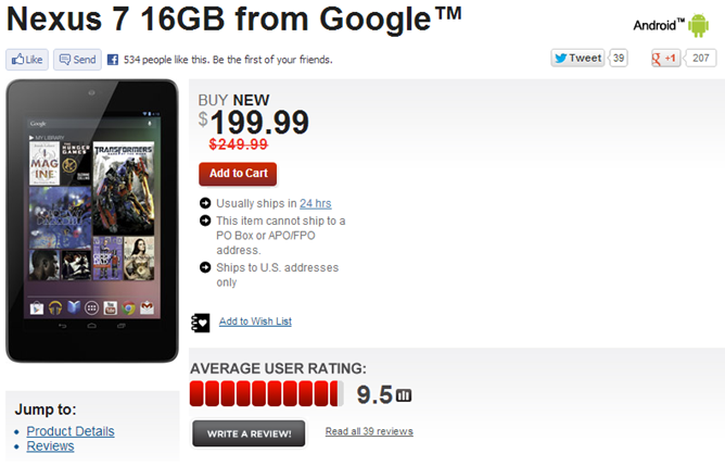 Nexus 7 16GB price slashed to $199