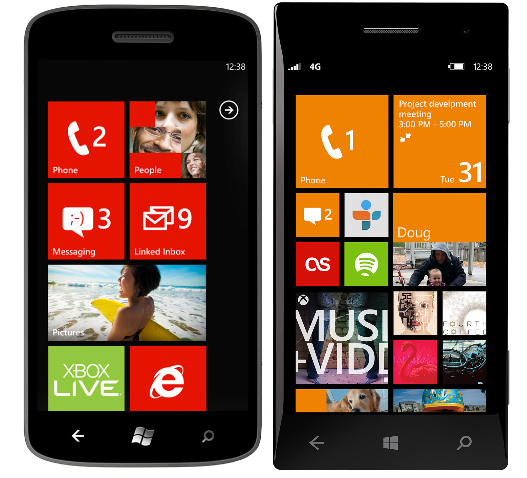 Live Tiles before (L) and after (R) - How Microsoft came up with the Windows Phone 8 Start and lock screens