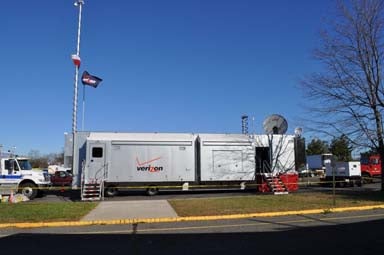 Verizon&#039;s mobile communications center - Watch video as Verizon allows those affected by the storm to stay in touch