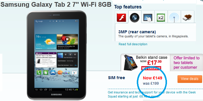Carphone Warehouse slashes the price on the Samsung GALAXY Tab 2 7.0 - Carphone Warehouse cuts 32GB Google Nexus 7, Samsung GALAXY Tab 2 7.0 and third-gen iPad prices