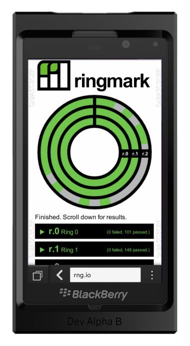 Ringmark is a standard developed by Facebook. - BlackBerry 10 browser compliant with Ringmark Ring 1 benchmark