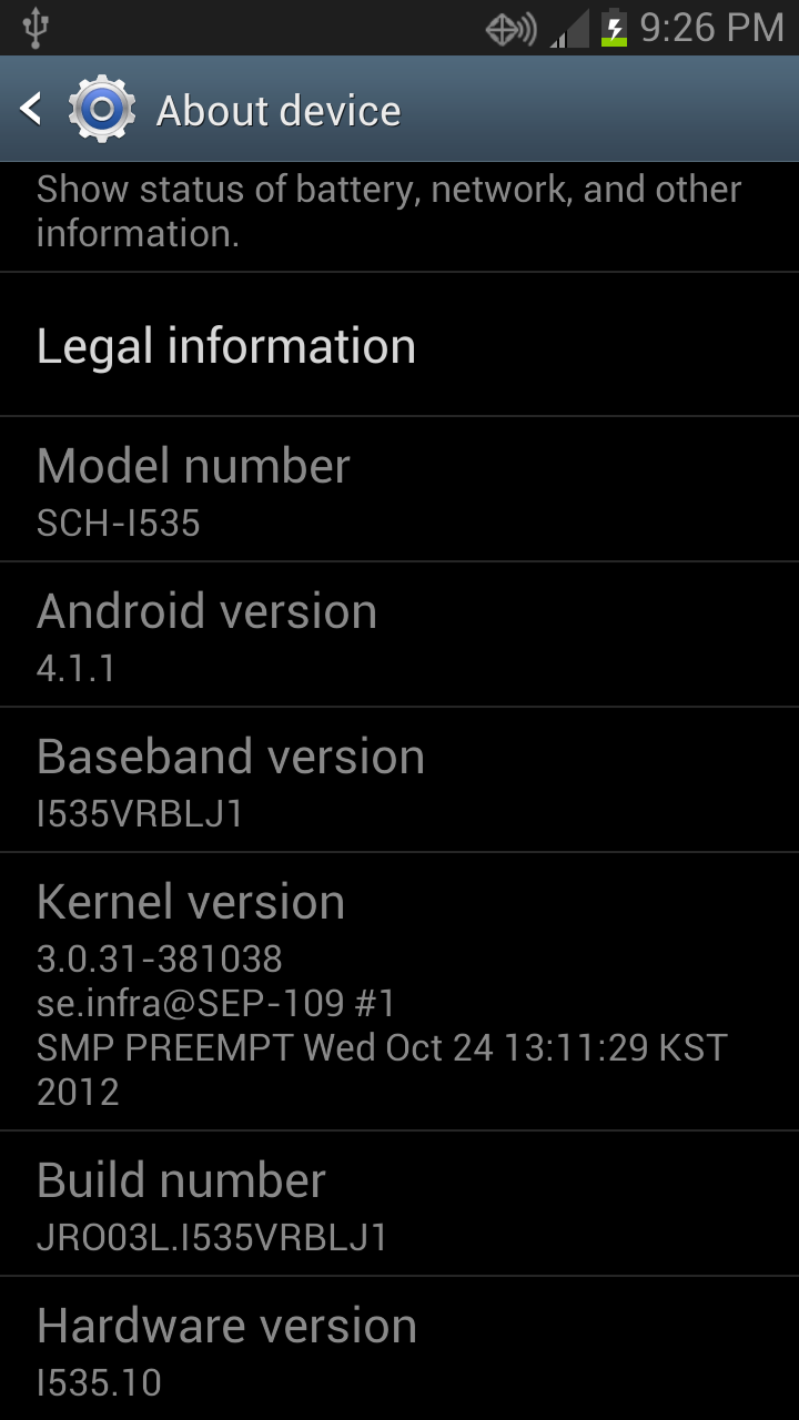 A leaked version of Android 4.1.1&amp;nbsp; for Verizon&#039;s SGS3 - Possible final build of Android 4.1.1 leaks for Verizon&#039;s Samsung Galaxy S III