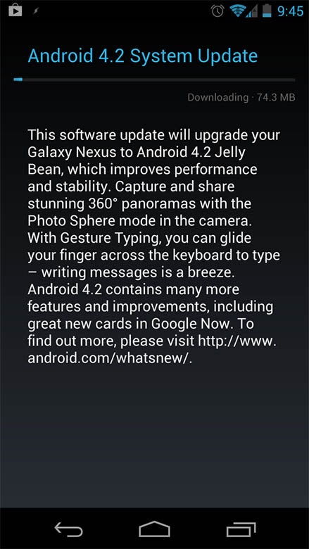 Android 4.2 rolling out to some Samsung Galaxy Nexus owners