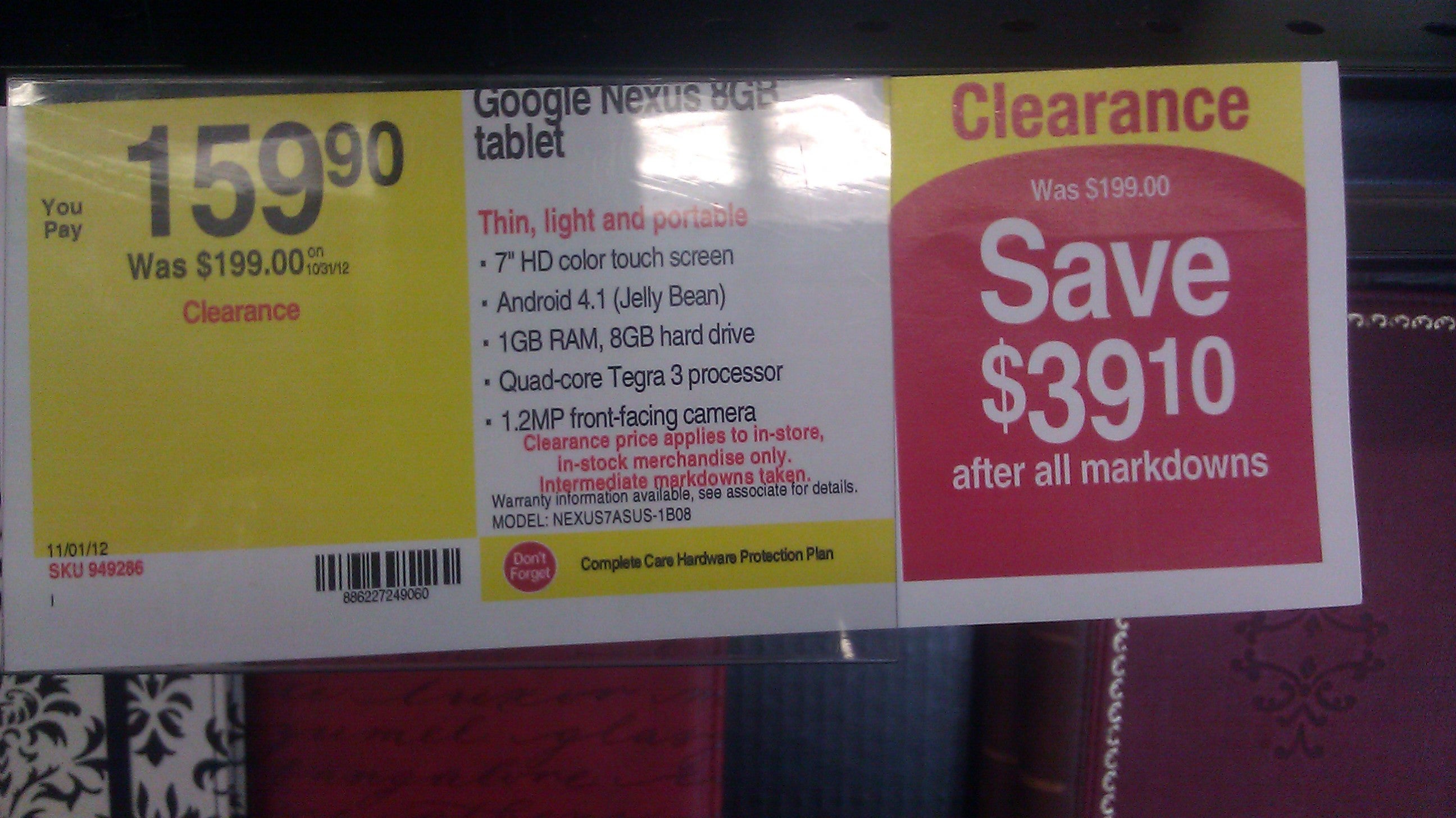 Staples brick-and-mortar stores offering Nexus 7 for $160