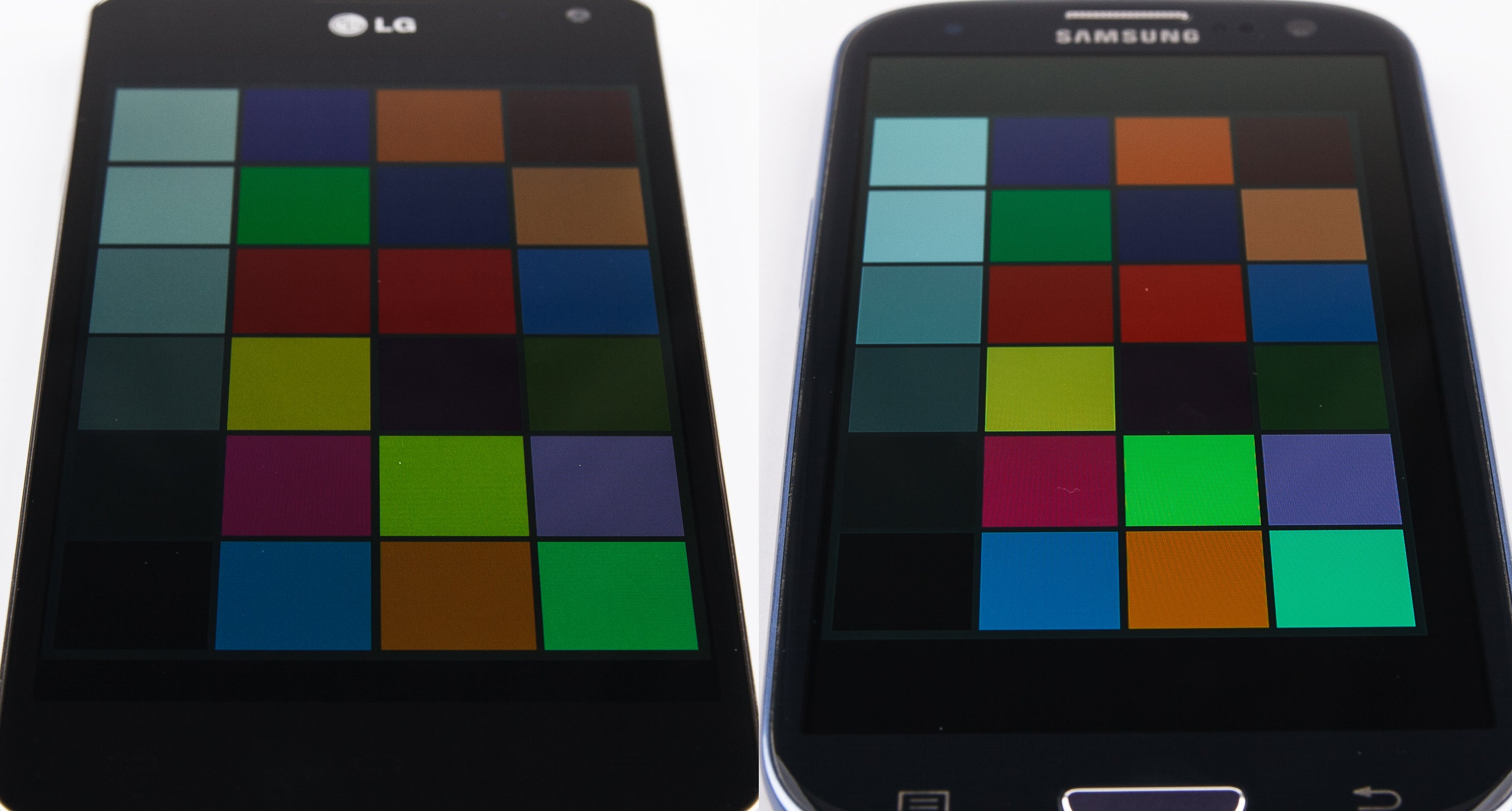 Although the Optimus G loses some brightness when tilted to its side, it does retain its very natural colors - LG Optimus G vs Samsung Galaxy S III: screen comparison