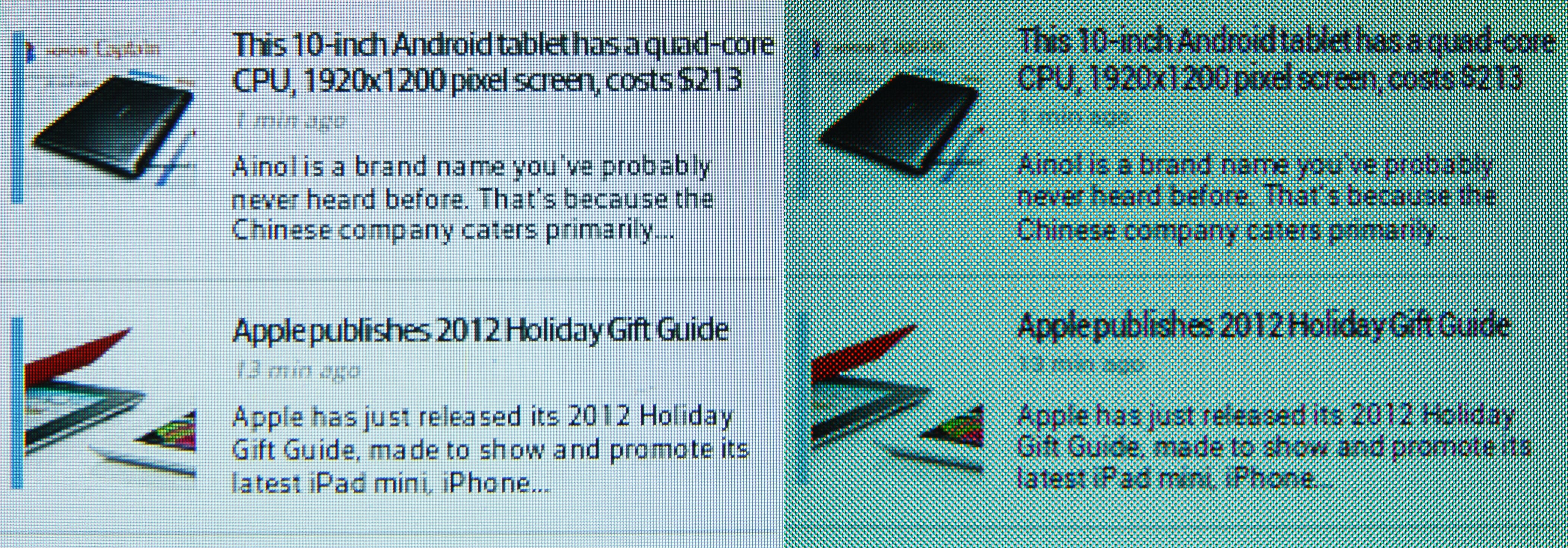 Optimus G (left) vs Galaxy S III (right) - LG Optimus G vs Samsung Galaxy S III: screen comparison