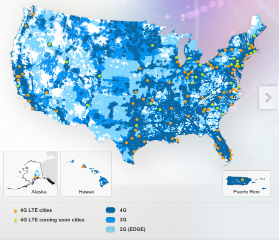 AT&amp;T's coverage map - AT&T adding LTE service to new markets