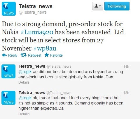 Nokia Lumia 920 sells out at Telstra, demand “beyond amazing”