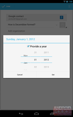 People app in Android 4.2 (right) vs 4.1 (left) - Google forgets to include December in its Android 4.2 People app, Holidays are officially cancelled
