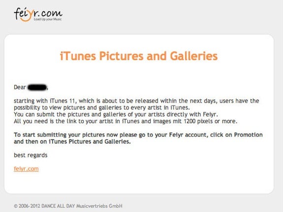 Artists are being asked to submit pictures which can be viewed by consumers while browsing content. - iTunes 11 getting ready to launch soon, Apple ready for musicians’ pictures