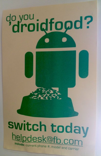 Posters in Facebook's offices pitch Android over iPhone