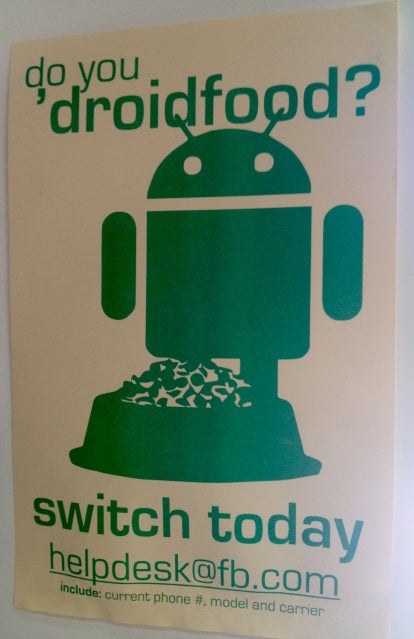 Posters in Facebook&#039;s offices pitch Android over iPhone