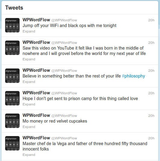 WP8&#039;s WordFlow Twitter is zen nonsense