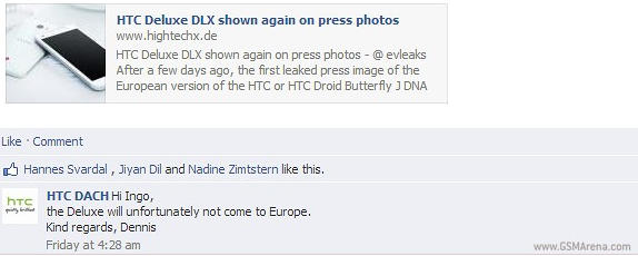 HTC says no HTC Deluxe DLX in Europe - No HTC Deluxe DLX for Europe