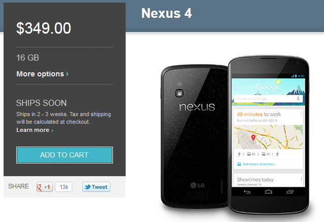 The Google Nexus 4 is still for sale! - Prayers have been answered, the Google Nexus 4 is not sold out!
