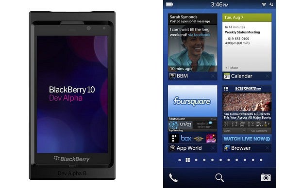 The BlackBerry Dev Alpha B handset - BlackBerry 10 Dev Alpha update reveals new name for BlackBerry App World