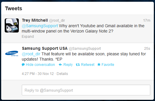 Gmail and YouTube coming to Verizon Note II multi-window mode soon