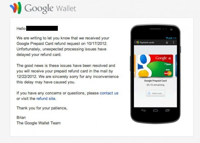 Google finally getting around to Wallet prepaid card refunds