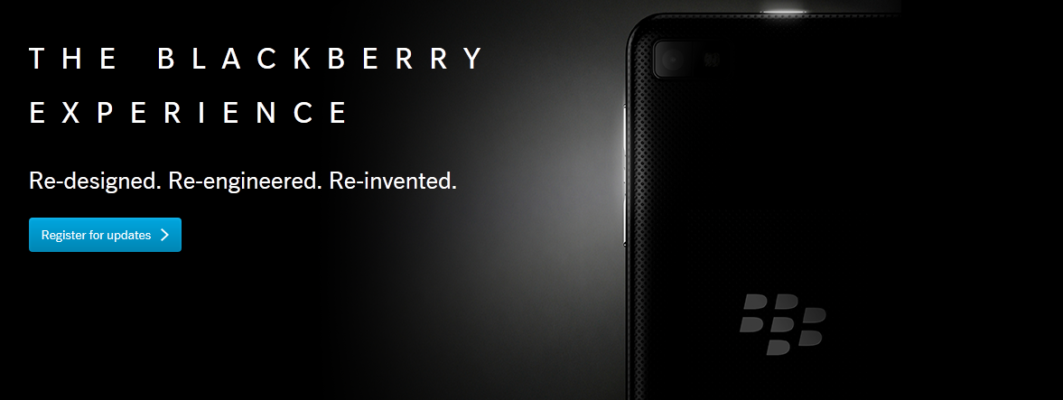 Check out the BB10 handset in the shadow - Small peek of BlackBerry 10 device seen on its updated landing page