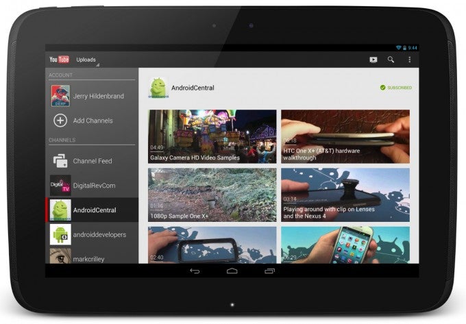 The new YouTube UI for 10 inch tablets like the Google Nexus 10 - YouTube update for Google Play Store brings new UI for 10 inch tablets