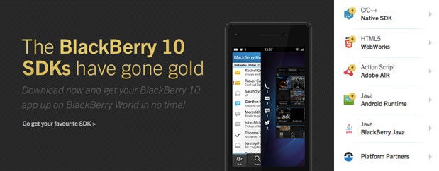 The BB10 SDK tool kit has gone gold - RIM releases gold build of its BlackBerry 10 SDK