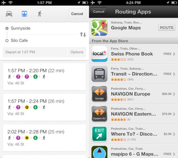 Apple Maps suggests you use Google Maps. - Google Maps vs Apple Maps comparison