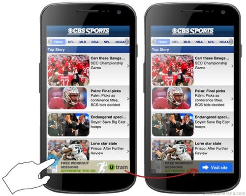 Click on the blue arrow button takes you to the advertiser site; click anywhere else and you need to confirm your request - Google revamps in-app mobile ads to prevent accidental click-throughs