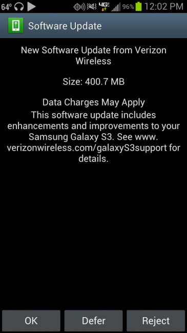 Verizon&#039;s Galaxy S3 Jellybean update now live
